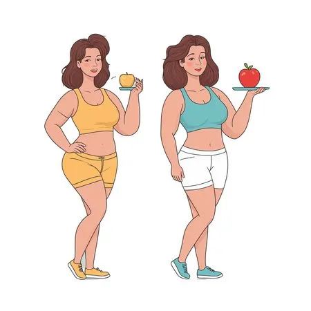Two women representing different stages of a fitness journey  AI Image
