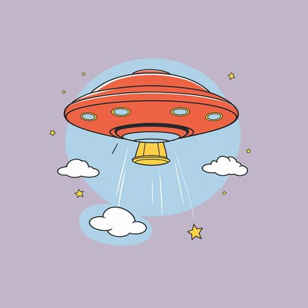 UFO In A Whimsical Sky Scene  AI Image