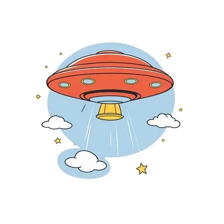 UFO In A Whimsical Sky Scene  AI Image