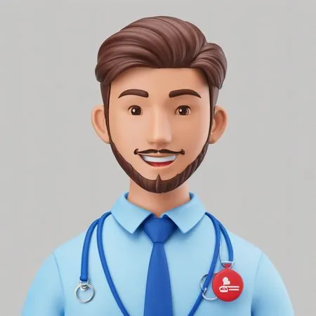 Um personagem médico sorridente  Imagem de IA