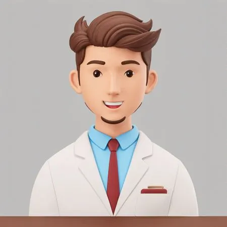 Um médico sorridente de jaleco branco  Imagem de IA