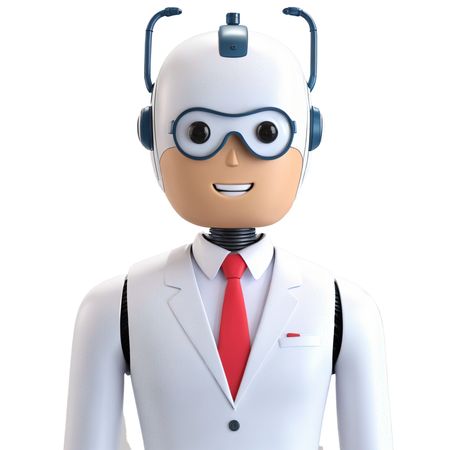 Um robô sorridente de terno e gravata  AI Image
