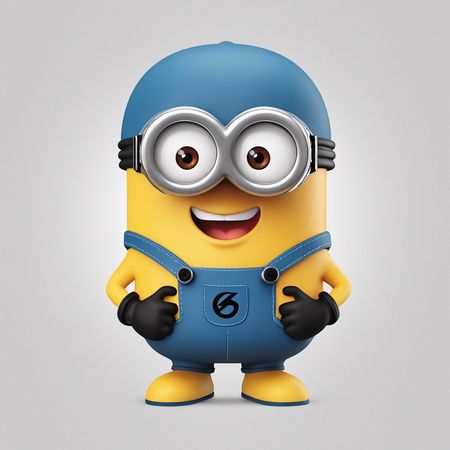 Un personaje simpático que viste un mono y un sombrero azul.  AI Image