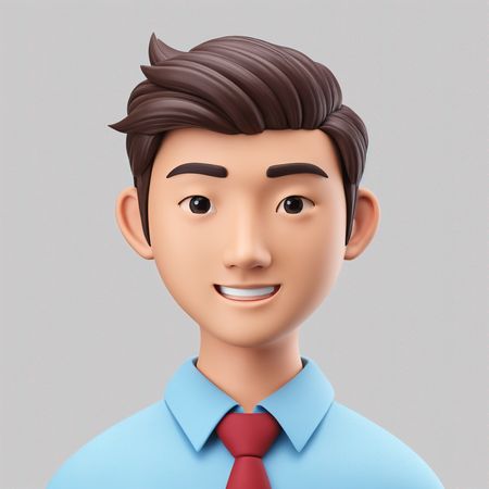 Un personnage masculin souriant en tenue d'affaires  Image IA