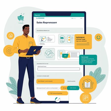 Vertriebsprofi interagiert mit einem digitalen Dashboard  KI-Bild