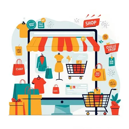 Vibrant Online Shopping Scene  AI Image