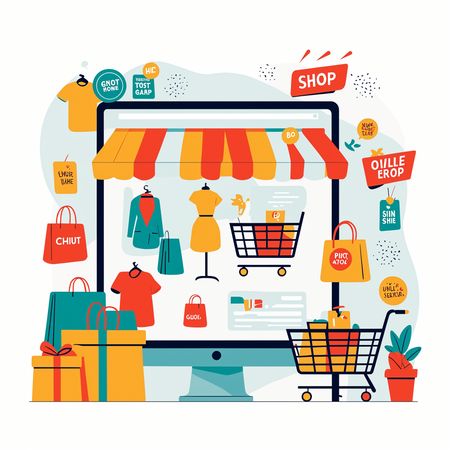 Vibrante panorama de compras en línea  Imagen AI