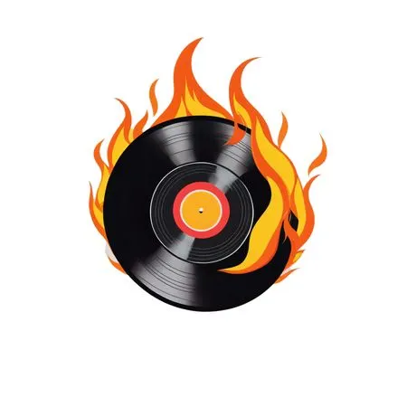 Vinyl Record Engulfed In Flames  AI Image