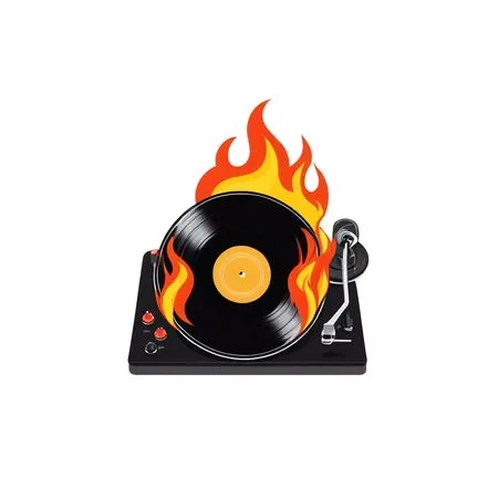 Vinyl Record On Fire  AI Image