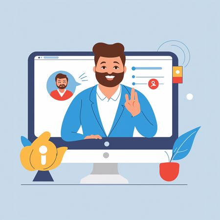 Virtual Meeting On Computer  AI Image