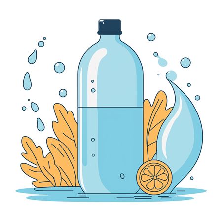 Water Bottle With Lemon And Leaves  AI Image