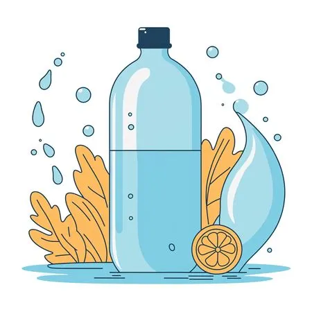 Water Bottle With Lemon And Leaves  AI Image