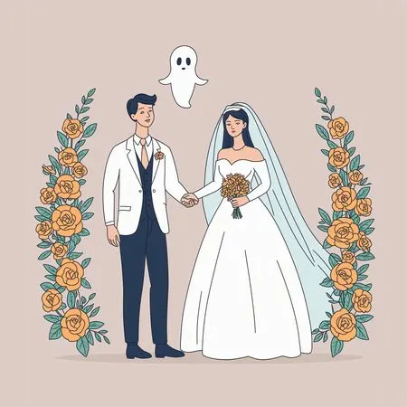 Wedding Couple And Ghost  AI Image