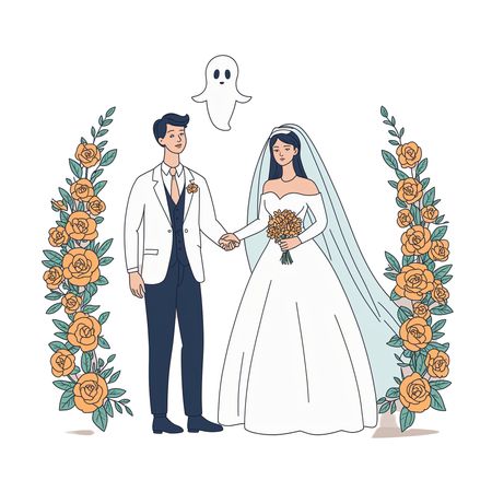 Wedding Couple And Ghost  AI Image