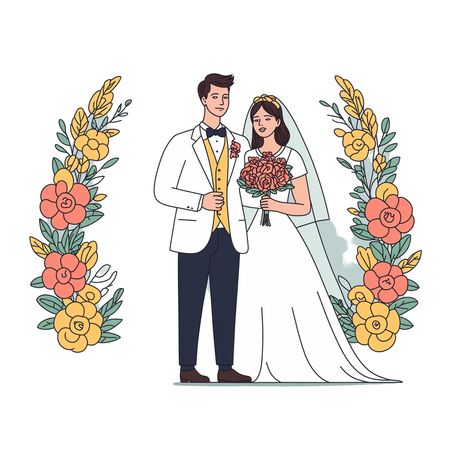 Wedding Couple With Floral Decor  AI Image