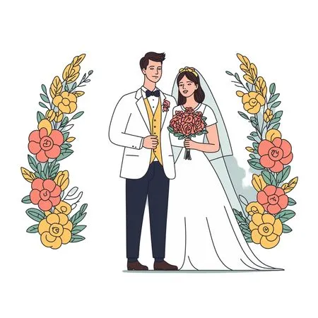 Wedding Couple With Floral Decor  AI Image