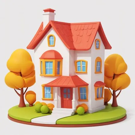 Whimsical House With Autumn Trees  AI Image