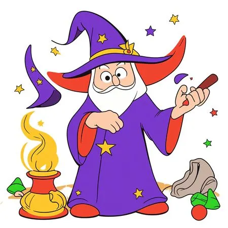 Wizard Performing Magic With Wand  AI Image