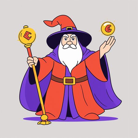 Wizard With A Staff And Magical Orb  AI Image
