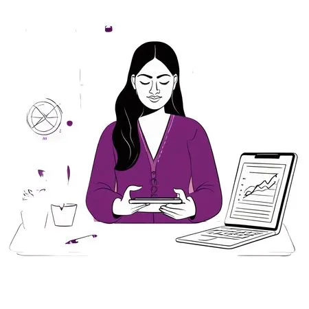 Woman Analyzing Data On Tablet In An Office Setting  AI Image