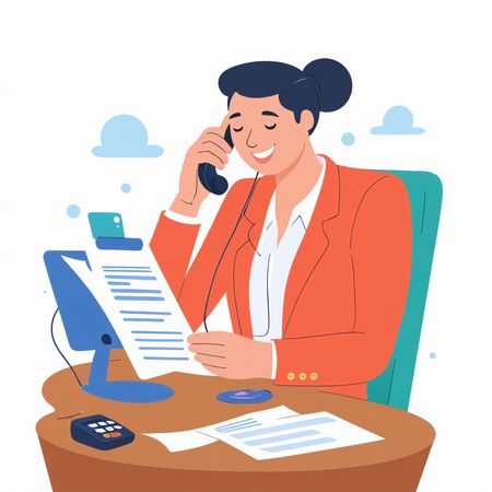 Woman At Office On Call  AI Image