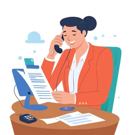 Woman At Office On Call  AI Image