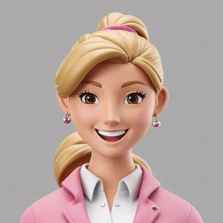 Woman Character With A Bright Smile And Pink Outfit  AI Image