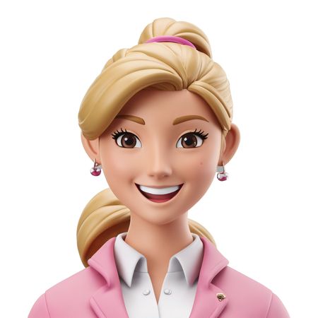 Woman Character With A Bright Smile And Pink Outfit  AI Image