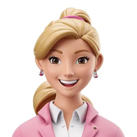 Woman Character With A Bright Smile And Pink Outfit  AI Image