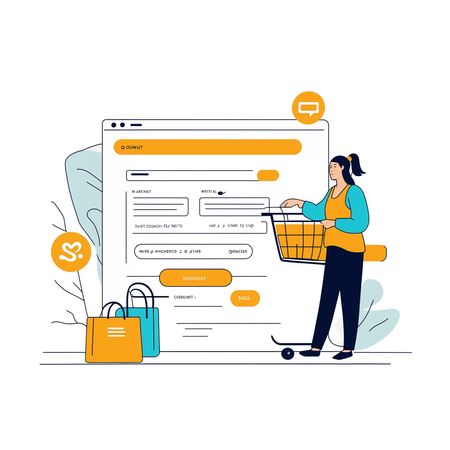 Woman doing checkout on ecommerce platform  AI Image
