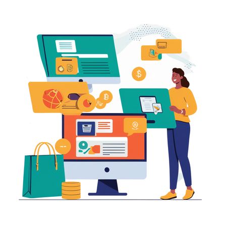 Woman doing online shopping via digital payment  AI Image