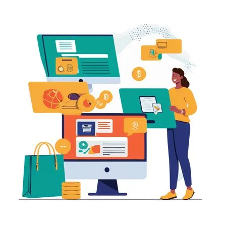 Woman doing online shopping via digital payment  AI Image