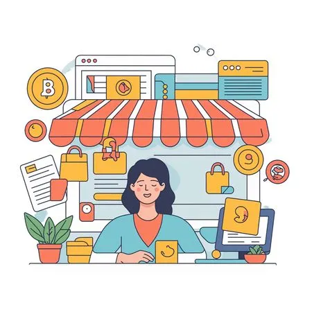 オンラインストアで買い物をする女性  AI画像