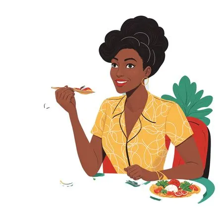 Woman Enjoying A Meal At A Restaurant  AI Image
