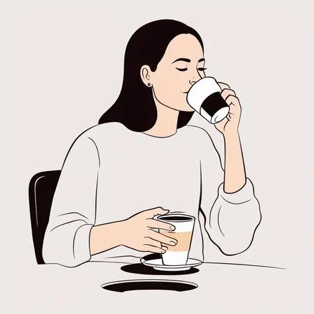 Woman Enjoying Coffee  AI Image
