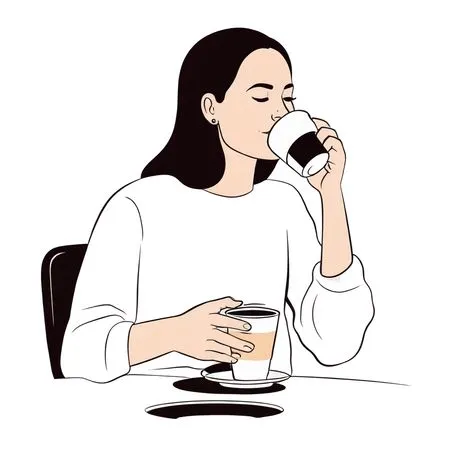 Woman Enjoying Coffee  AI Image
