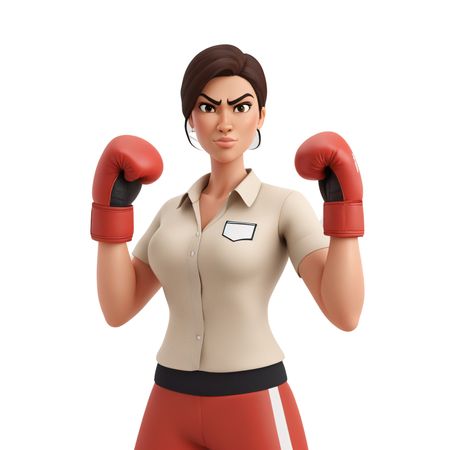 Woman In Boxing Pose With Gloves  AI Image