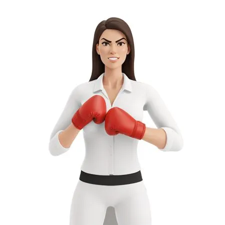 Woman In Red Boxing Gloves Ready To Fight  AI Image