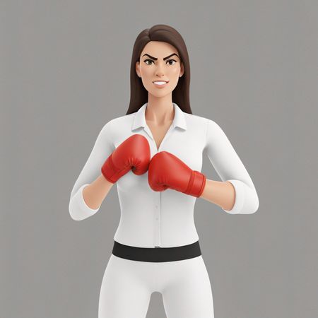 Woman In Red Boxing Gloves Ready To Fight  AI Image