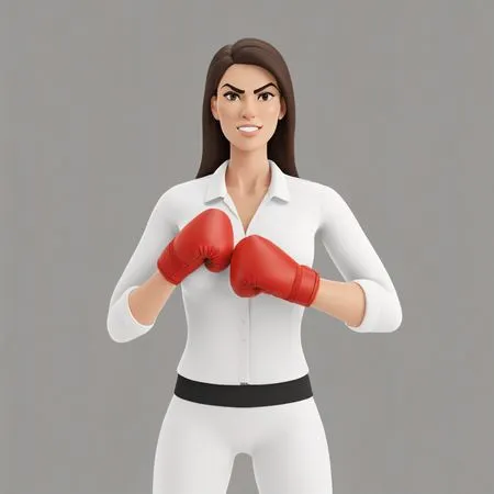 Woman In Red Boxing Gloves Ready To Fight  AI Image
