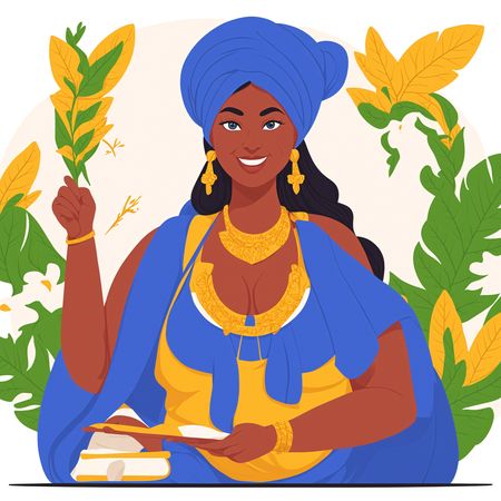 Woman In Traditional Attire Holding A Book  AI Image