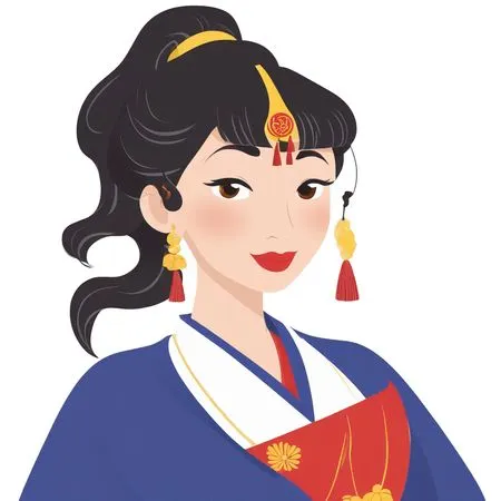 Woman In Traditional Kimono Dress with fashion accesssories  AI Image