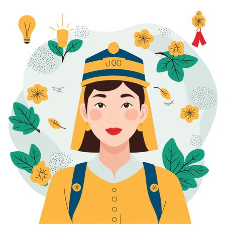 Woman In Uniform With Flowers Around Her  AI Image