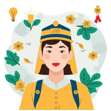 Woman In Uniform With Flowers Around Her  AI Image