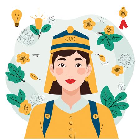 Woman In Uniform With Flowers Around Her  AI Image