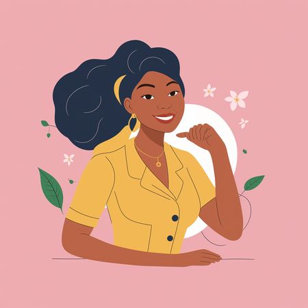 Woman In Yellow Dress With Floral  AI Image