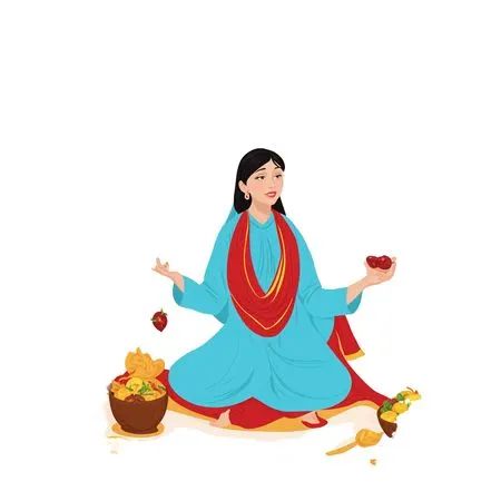 Woman Meditating With Fruits And Plants  AI Image