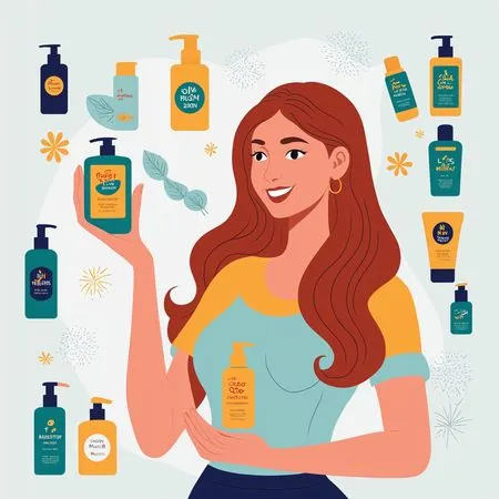 Woman promoting variety of hair care products  AI Image