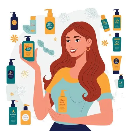 Woman promoting variety of hair care products  AI Image