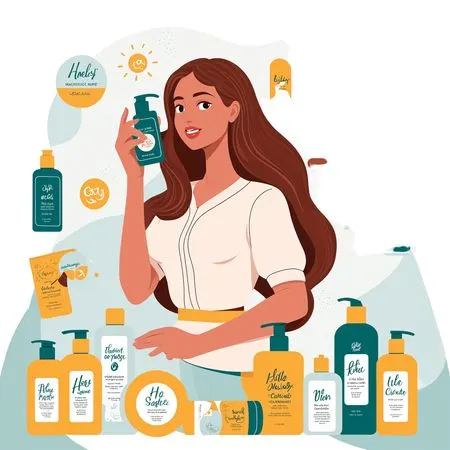 Woman promoting variety of skincare and hair care products  AI Image